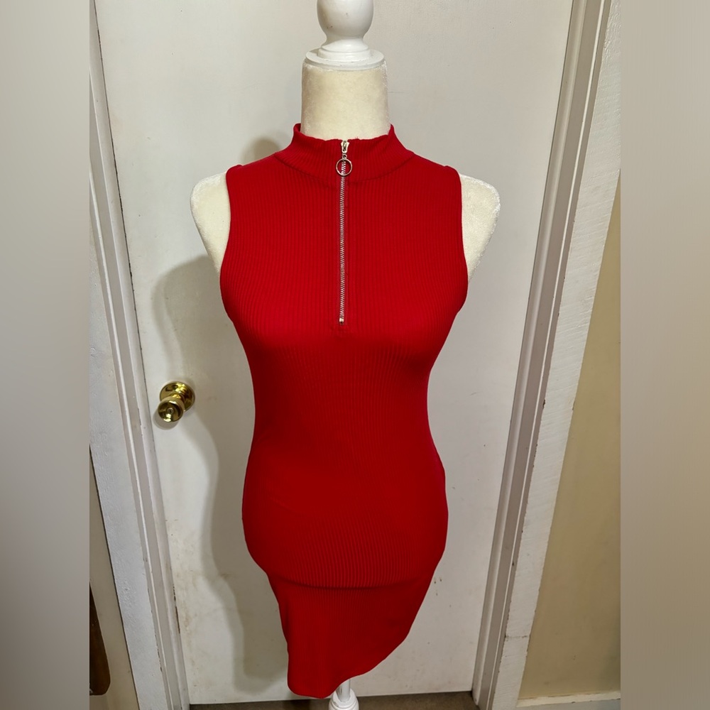 Red zip dress